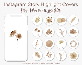 Instagram Story Highlight Covers, Watercolor Highlight Covers, Story Highlight Covers, Watercolor Highlight Icons, Dry Flower Story Icons