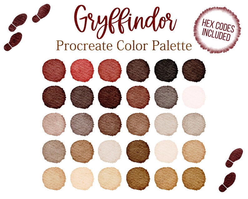 Harry Potter Procréer Palette Gryffondor Color Hex Codes Etsy