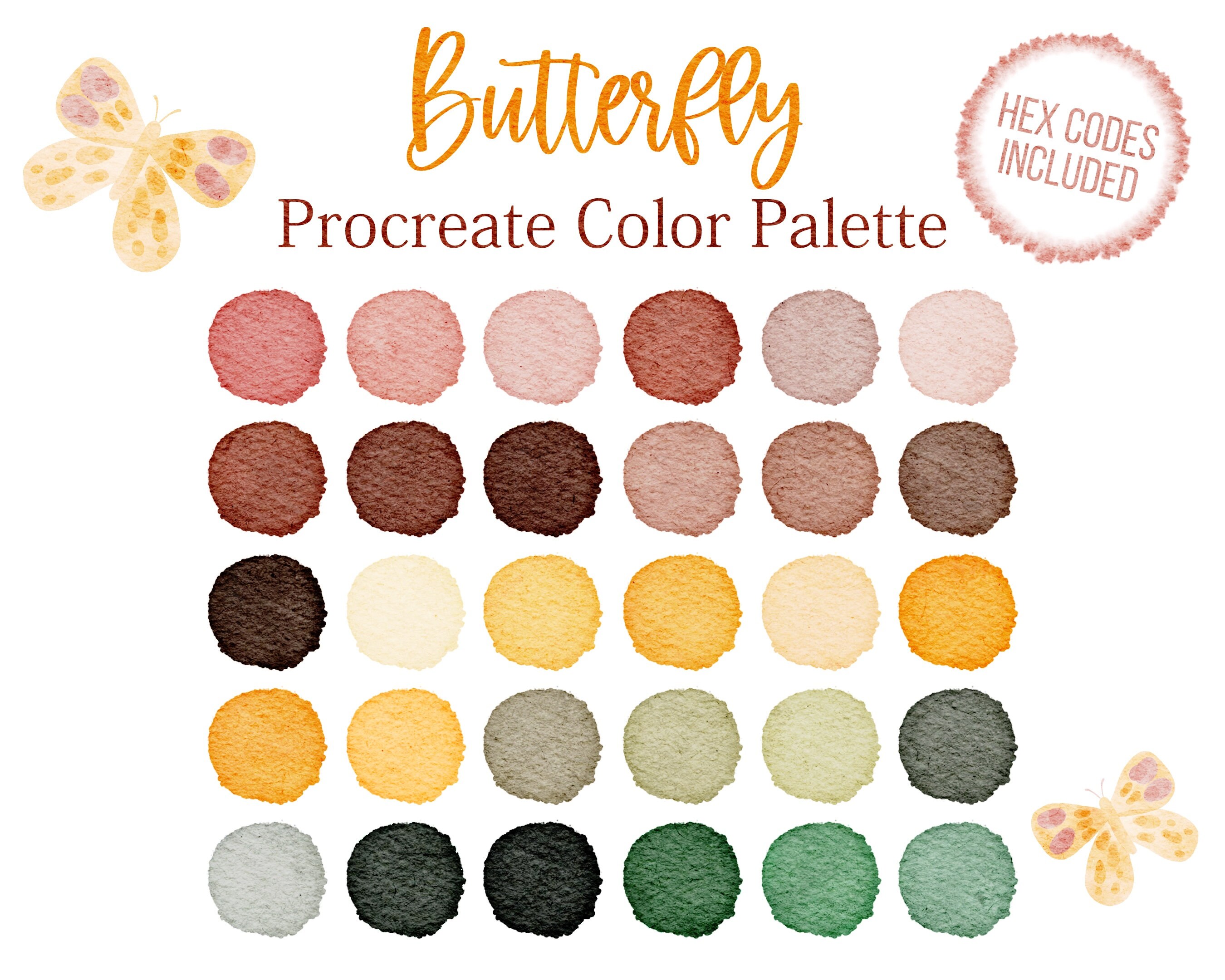 Butterfly Colors Palette Procreate Green Tones Color Red Etsy