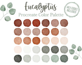 Eucalyptus Procreate Palette Green Earth Tones Hex Codes Brown Colour Palette Colors Procreate Swatches Grey Color Palette Beige Brown