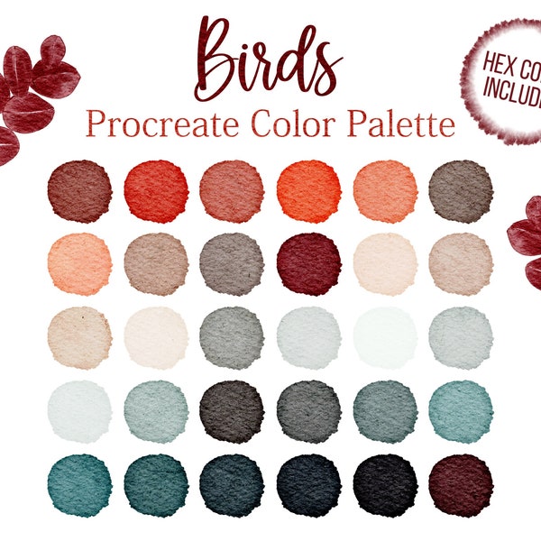 Birds Blue Palette Procreate Red Tones Color Paradise Dark Red Procreate Hex Codes Colour Collection Tropical Palette