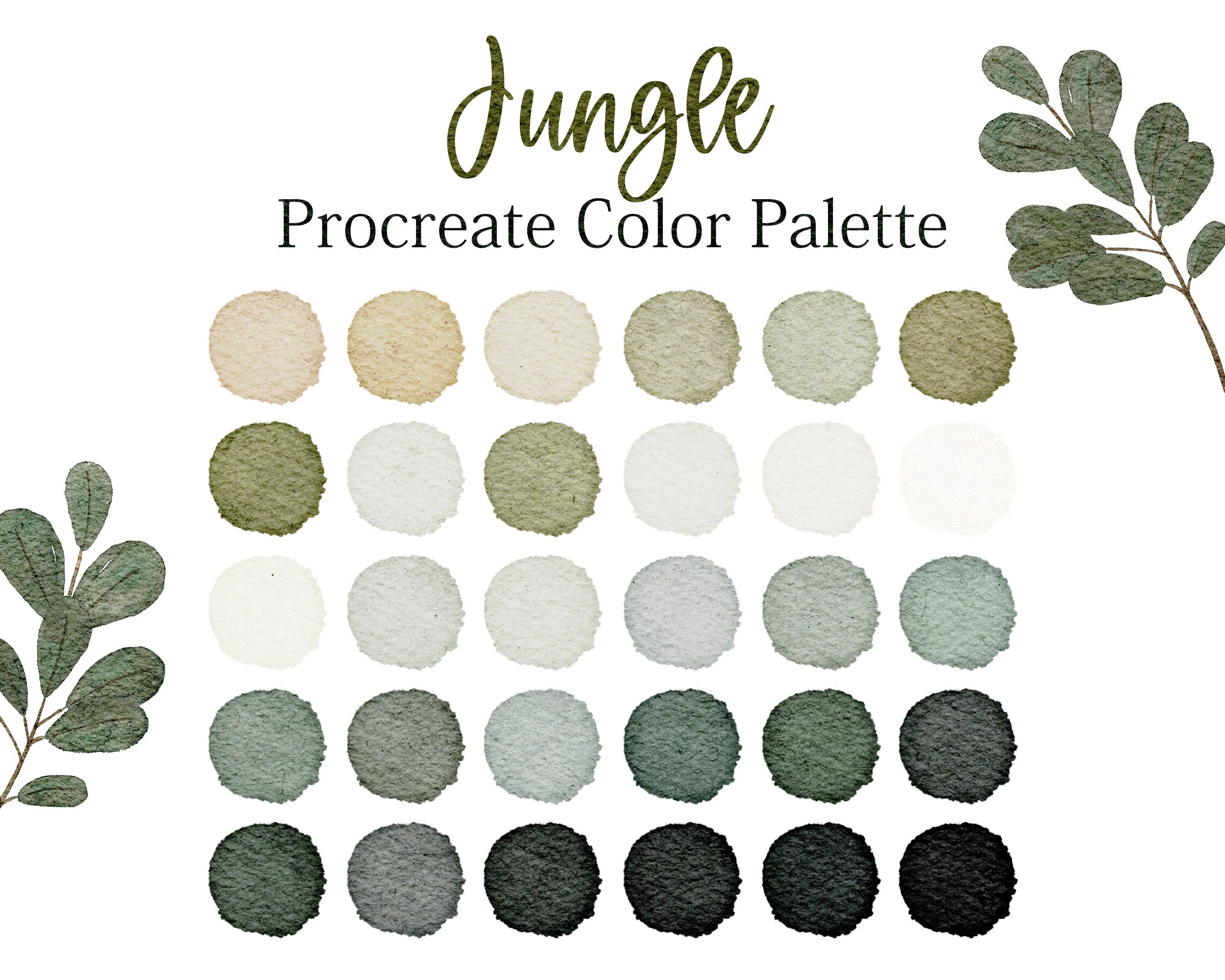 Green Palette Procreate Jungle Tones Palette Green Colour Etsy