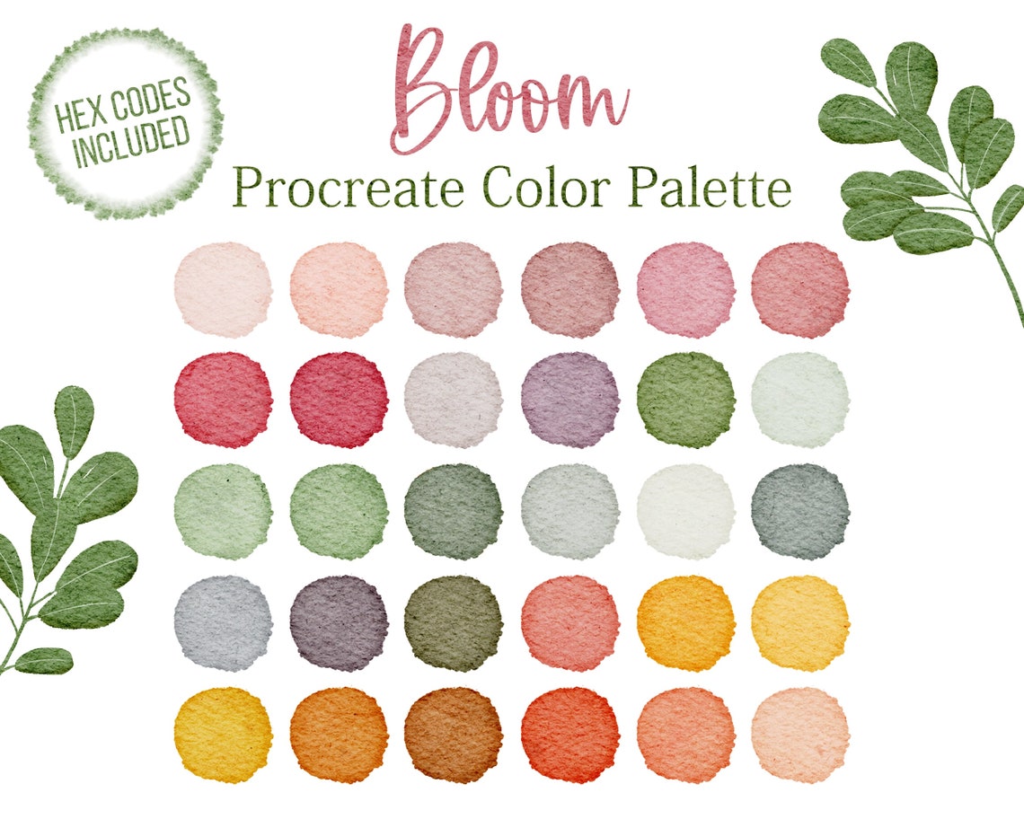 Procreate Palette Green Earth Tones Hex Codes Brown Palette - Etsy