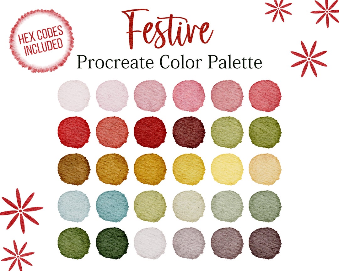 Christmas Procreate Palette XMAS Colour Red Colors Festive Green Color ...