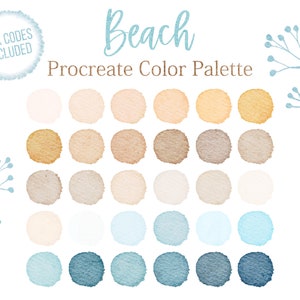 Beach Color Palette Sandy Style Colors Procreate Beige Hex Codes Blue Color Summer Waves Water Collection Beige Brown Digital Palette Beachy