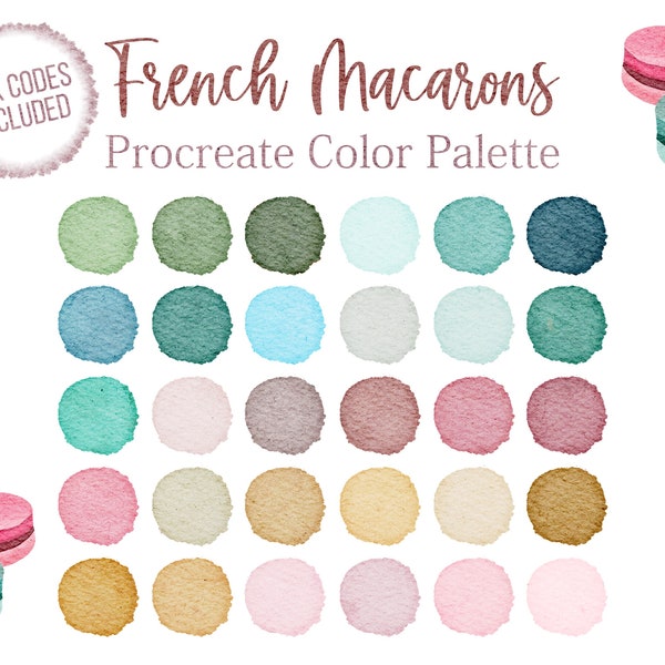 French Macarons Pastel Colors Procreate Swatch File Beige Palette Soft Color Tones Hex Codes Blue Color Palette Rose Colors Procreate