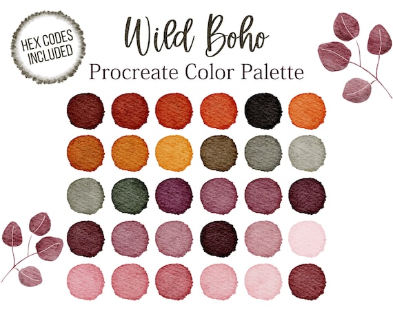 Boho Color Palette Procreate Boho Rose Red Color Brown Wild - Etsy