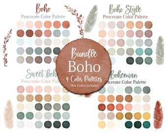 Boho Kleurenpalet Bundel Kleuren Procreate Boho Procreate Palet Blauw Rood Kleurenpalet Beige Bruin Procreate Palet Hex Codes Digitaal
