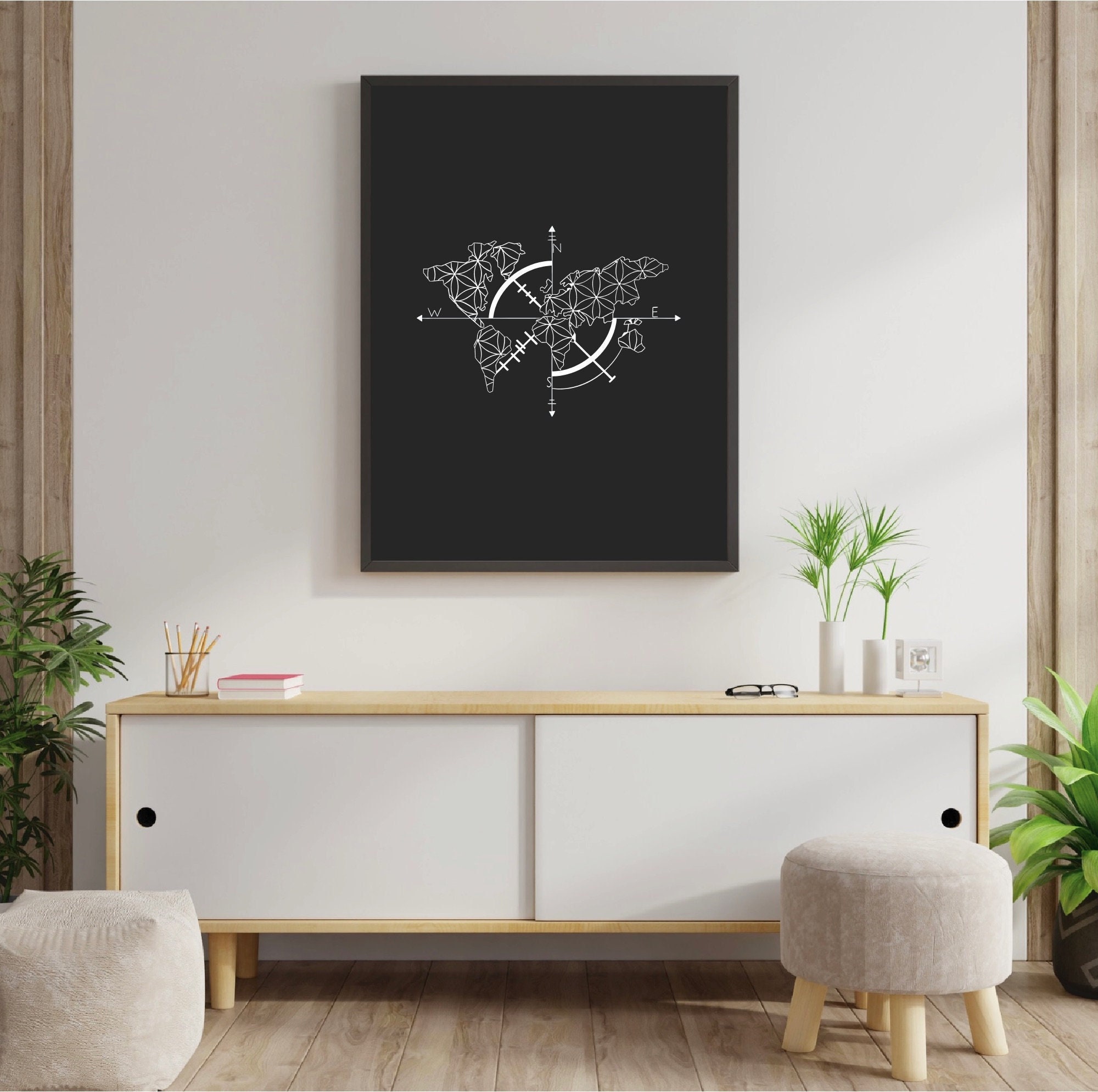 Affiche Maps - Illustration de Conception Graphique Affiche Unique et Fait-Main La Carte Du Monde