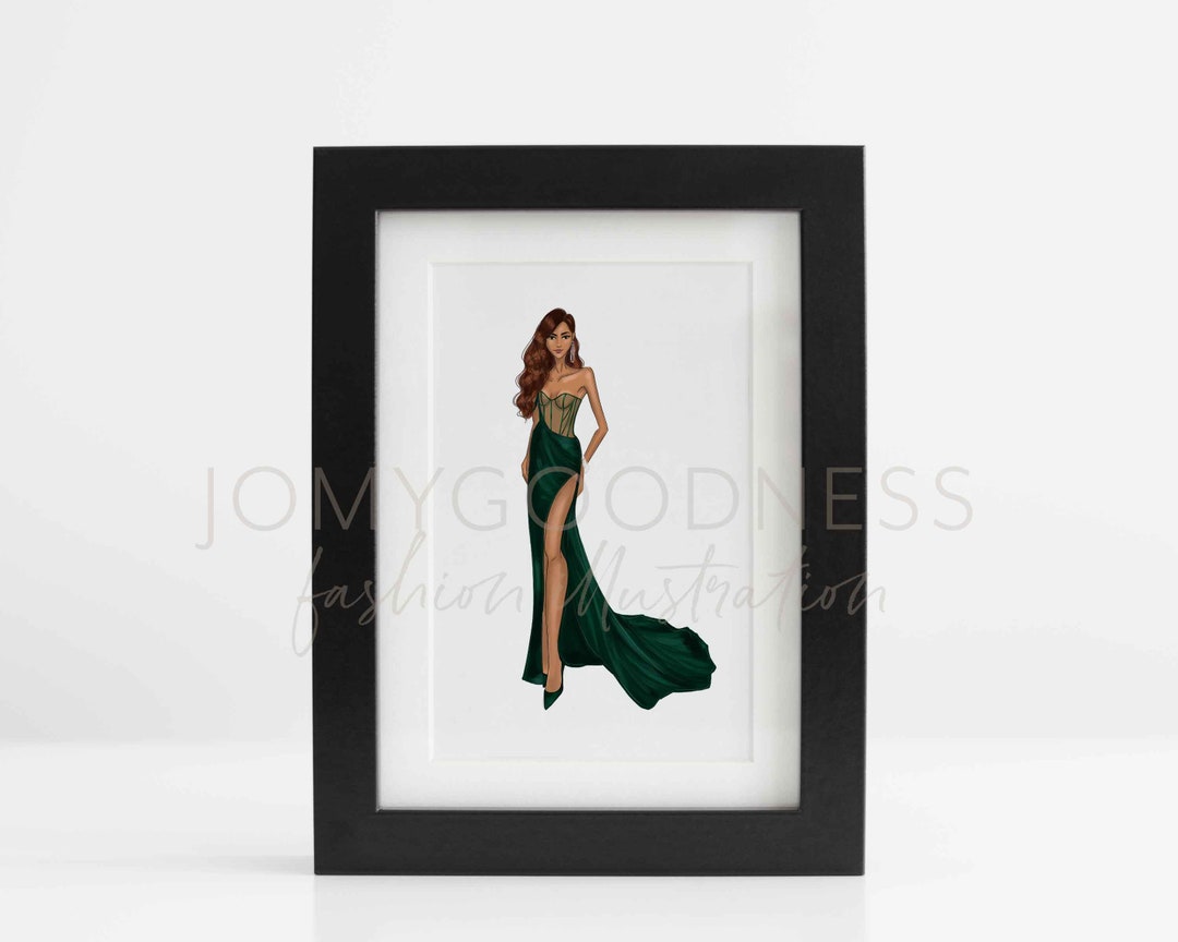 Zendaya Green (fan Art Fashion Illustration) - Etsy