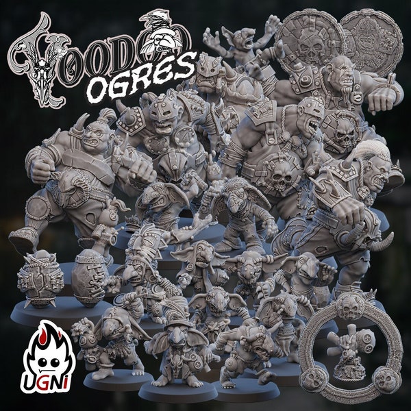 Voodoo Ogres Team By Ugni Miniatures, Perfect for 28mm/32mm Fantasy Football and Tabletop Wargames. Sold Individually or in Saver Sets!