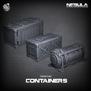 Set of Three Sci Fi (huge) Containers 32mm Scale Miniature Terrain by Cast&#39;N&#39;Play for 28mm-32mm scale tabletop wargaming and dioramas!