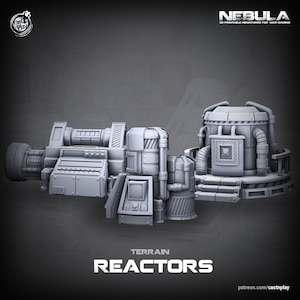 Set of Three Sci Fi (large) reactors 1/5 inches tall 32mm Scale Miniature Terrain by Cast&#39;N&#39;Play for scale tabletop wargaming and dioramas!