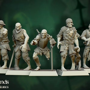 Zombie Warriors group of 5 for 32mm scale tabletop gaming, RPGs and more!