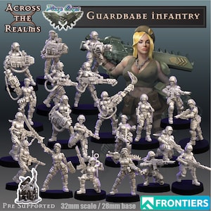 Space Babe Imperial Guard Storm Troopers Sci Fi Miniatures Available in 28mm, 32mm and 32mm heroic scale. Perfect for tabletop games