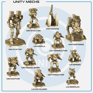 Unity Mechs Skyshards Battlemechs for Small Scale Warfgames and Dioramas in the Far Future, Great Mecha for Gundam Style Battles
