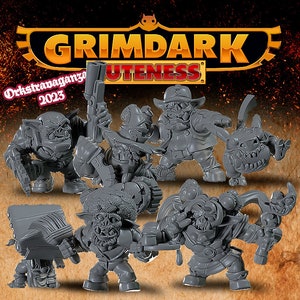 Space Orc Chibi Boys, Monster trainer, moon girl, Large Kawai Style Game Pieces for Tabletop Games, RPGs, Sci-Fi, 32mm by Marchen Atelier