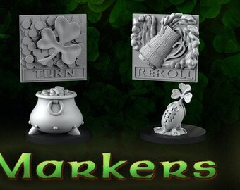 Leprechaun Tokens Individual or Saver Pack by Crosslances for 28mm to 32mm Miniature Wargaming, Dioramas and Fantasy Football
