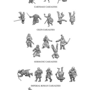 Punic, Roman, Celtic and Germanic Casualties for Games and Dioramas. Available in 15 and 28mm Scale for Popular Tabletop Wargames