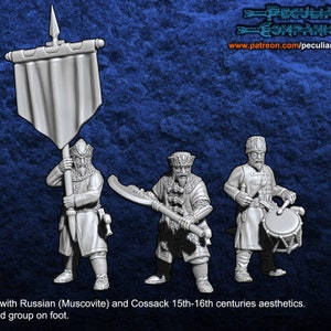 Command Group 15th-16th Century Russian Style Style 28mm scale, perfect for 28mm or 32mm scale tabletop gaming and dioramas