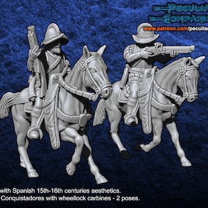 Mounted Conquistadores 14th-16th Century Spanish Style Style 28mm scale, perfect for 28mm or 32mm scale tabletop gaming and dioramas