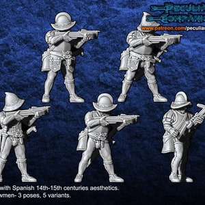 Crossbowmen 14th-16th Century Spanish Style Style 28mm scale, perfect for 28mm or 32mm scale tabletop gaming and dioramas