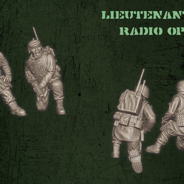 28mm USMC Leutnant und Radio! Designed by Quartermaster 3D