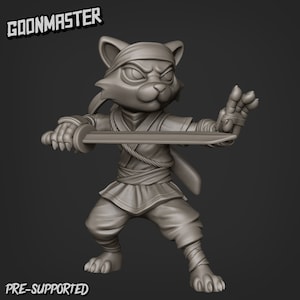 Ninja Cat Katana #4 by Goonmaster Games, perfect for 32mm heroic scale tabletop games and dioramas