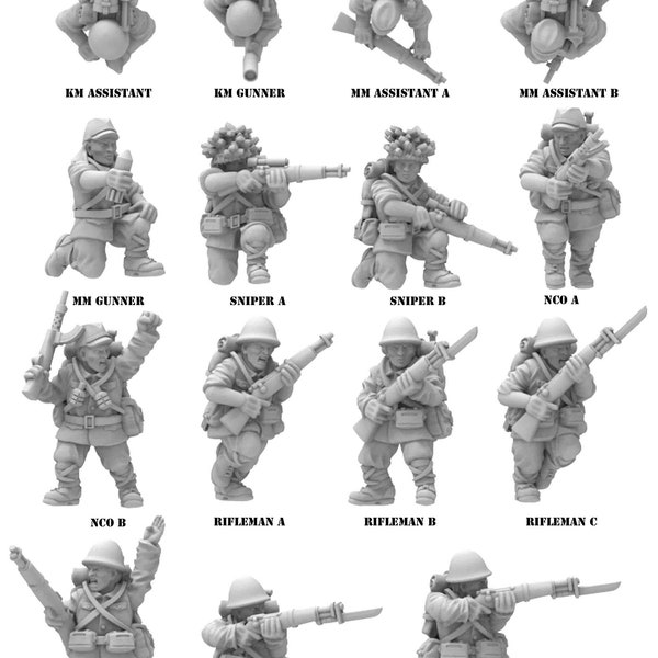 Imperial Japanese Army Infantry Forces for WW2 Games and Dioramas. Available in 15 and 28mm Scale for Popular Tabletop.  Sold Individually
