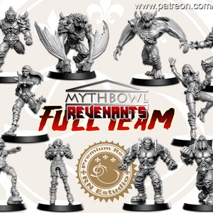Revenants Undead Team By RN Estudio, available in 28mm, 32mm and 32mm Heroic Scale! Perfect Fantasy Football and for Wargaming
