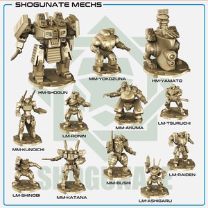 Shogunate Mechs Skyshards Battlemechs for Small Scale Warfgames and Dioramas in the Far Future, Great Mecha for Gundam Style Battles