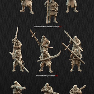 Sohei Japanese Warrior Monks Ikko Ikki 28mm and 32mm Miniatures by Kyushuneko. Katana, Gunners, Archers, Spearmen and Command Group!