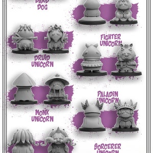 Unicorn Men by Heresy Labs Including Assassin, Barbarian, Bard, Cleric, Druid, Fighter, Monk, Paladin, Ranger, Sorcerer, Warlock and Wizard