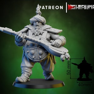 Ogre Musician Arabian Nights Style large 28mm scale miniature for 28mm-32mm tabletop wargaming and dioramas, sculpted by Ghamak