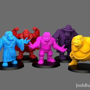 Orc Pro Wrestlers Group 4: se vende individualmente o en juegos de 5, perfecto para juegos de mesa de 28 mm a 32 mm y fútbol de fantasía, por Josh But en 3D