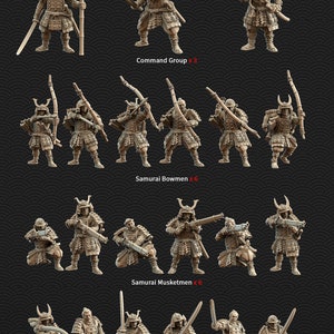 Samurai Japanische Krieger 32mm Miniaturen von Kyushuneko, Perfekt für Tabletop Wargaming, Dioramen und vieles mehr!