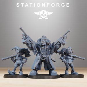 Space Goblins and Orc Captain Gangster From Stationforge Miniatures, Perfect for 28mm-32mm Scale Wargaming and Dioramas