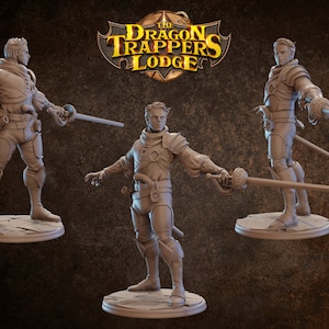 Ezra Pirate Duelist Miniature in 32mm Heroic Scale Dragon Trappers Lodge Good for RPGs, tabletop games and dioramas