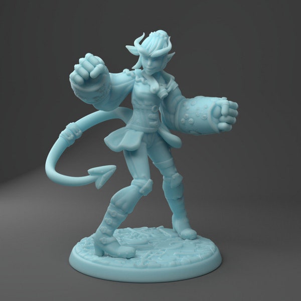 Punch, Tiefling Artificer for 28mm-32mm Tabletop Games and Dioramas by Twin Goddess Miniatures