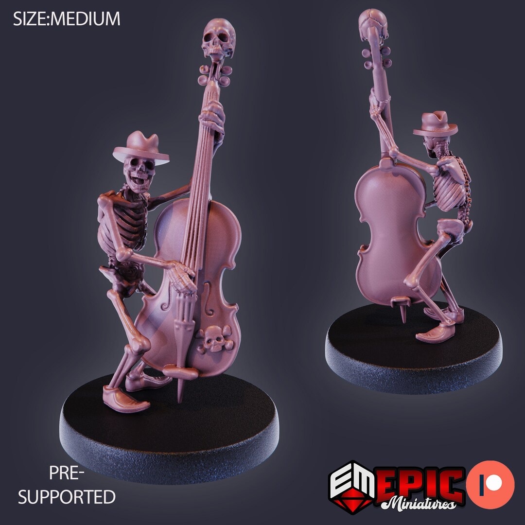 1236 Skeleton Musician Double Bass medium 28mm Scale Resin Figure, for ...