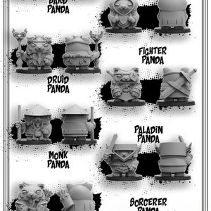 Panda Person by Heresy Labs Including Assassin, Barbarian, Bard, Cleric, Druid, Fighter, Monk, Paladin, Ranger, Sorcerer, Warlock and Wizard