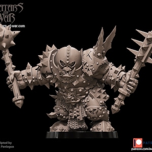 Orc Warlord Juggernaut with Two Hand Weapons by Avatars of War, suitable for 28-32mm scale wargaming and hobbyists