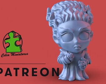 Bride of Frankenstein Chibi Figurine by Celia Miniatures, Suitable for 28-32mm Tabletop Gaming or Dioramas!
