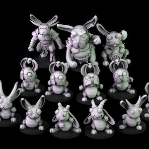 Crosslances Chaotic Rabbits Fantasy Football team for use as in tabletop gaming, Dioramas and more! 28-32mm includes 16 figures