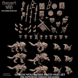 Goblin Wolf Rider Parts by Avatars of War, suitable for 28-32mm scale wargaming and hobbyists