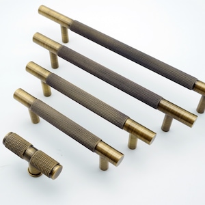 Long Antique Brass T Bar,Bronze Knurled Handles,Barn Door Handles,Kitchen Cabinet Knobs,Drawer Pulls,Retro knurling Handles,Equipment Pulls