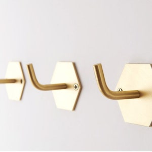 Gold Brass Circular Mirror Hooks, Hexagon Hooks, Gold Hooks, Clothes Hooks, Wall Hooks , Mirror Hooks, Classic Hat hooks, Furniture Hooks