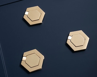 Invisible Hexagon Pulls,Pure Brass Knobs,Button Hidden Flat Handle,Modern Simple Invisible Wardrobe Door Knob,Tatami Flat pack Pull Ring
