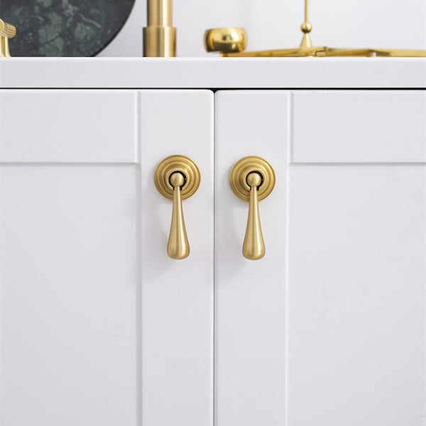 Solid Brass Water Drop Cabinet Knobs,Simple Chinese Handles,Pure Copper Pulls For Drawer,Cabinet,Wardrobe,Furniture