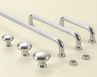 Chrome Cabinet Handles,Thin Cylinder Bar Handles,Bright Silver handles,Solid Brass Pulls For Kitchen,Cupboard,Drawers,Barn Pull